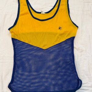 Sport International European Style Yellow and Blue Mesh Tank Top